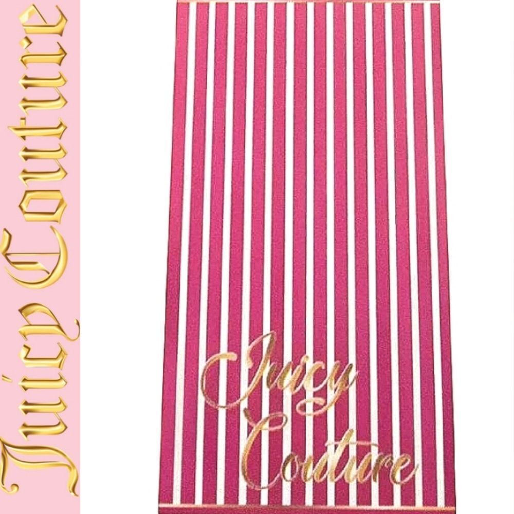 Juicy Couture Home Signature Logo Striped Oversized Jacquard Beach Towel
